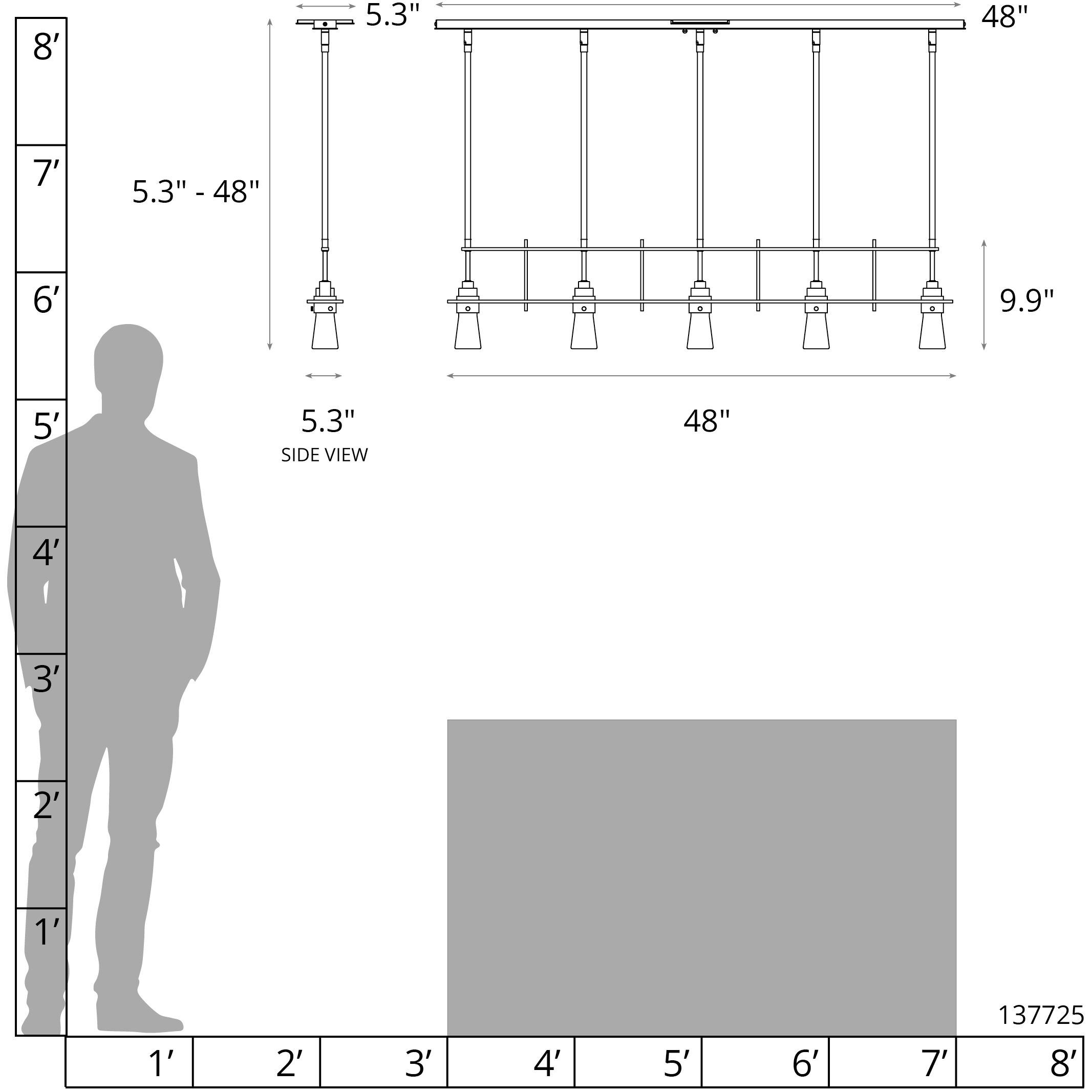 Erlenmeyer 5 Light 48 inch Oil Rubbed Bronze Pendant Ceiling Light