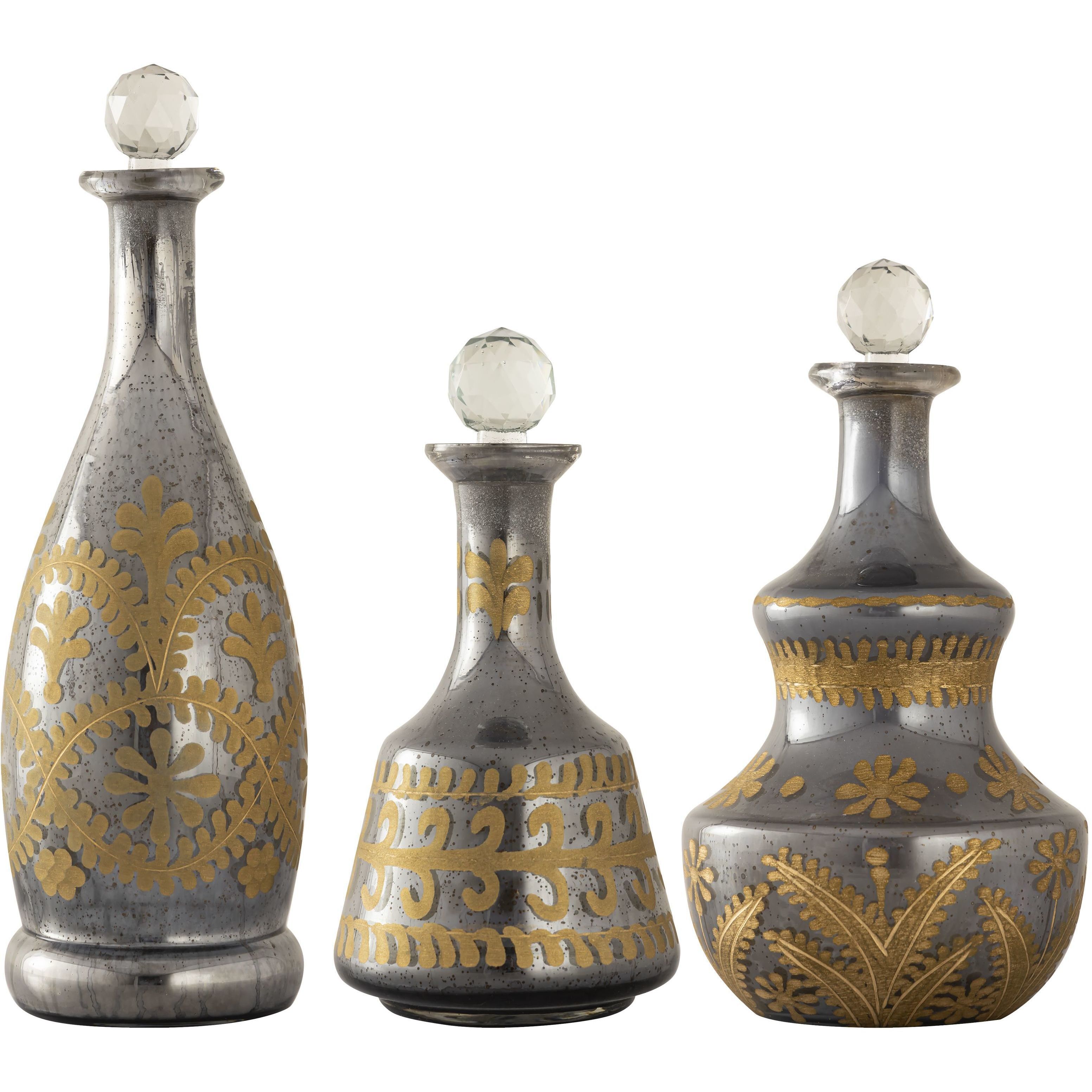 Kemal Antique Silver with Gold Bottle, Set of 3