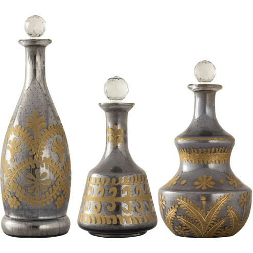 Kemal Antique Silver with Gold Bottle, Set of 3