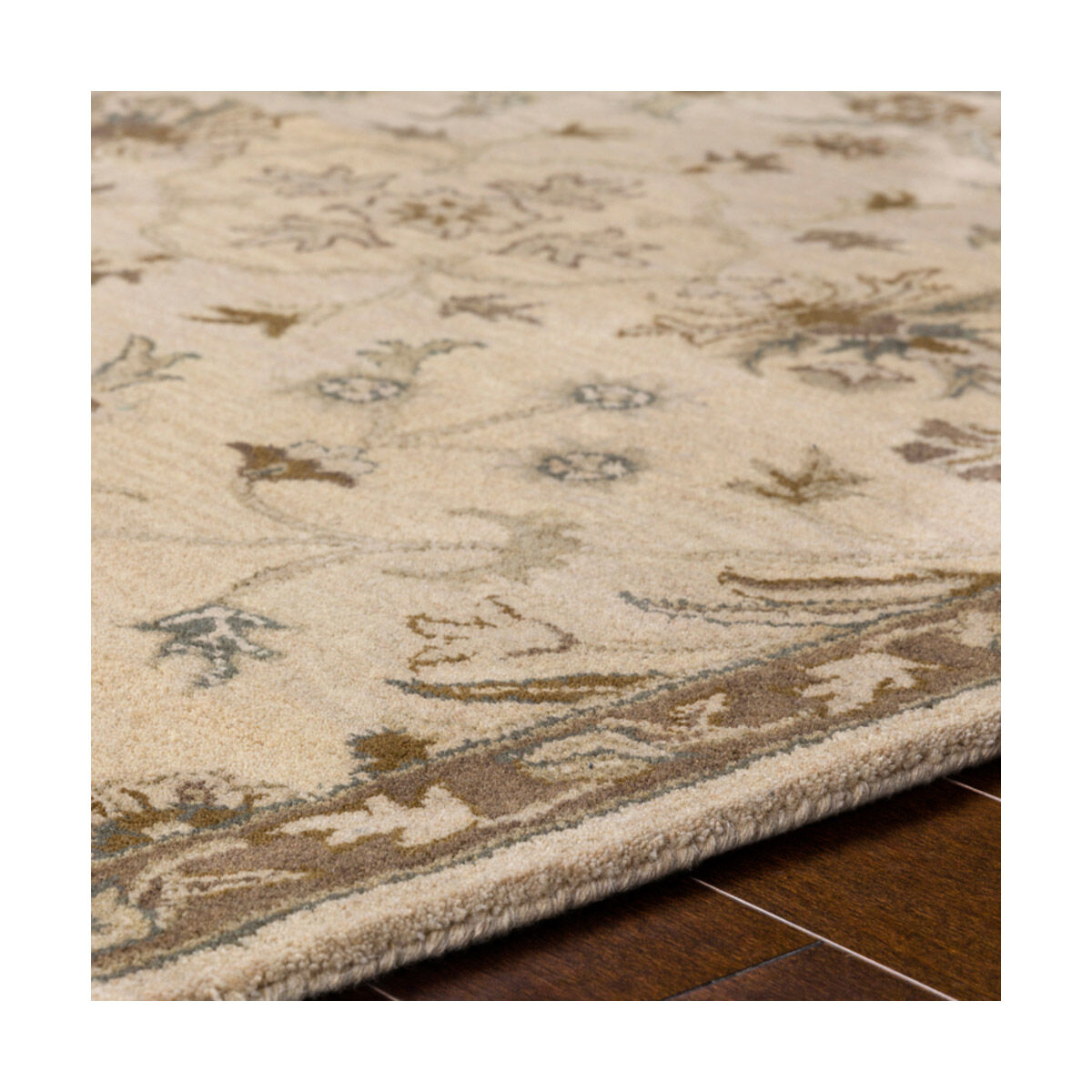 Caesar 96 X 96 inch Beige/Medium Gray/Tan/Sage/Dark Brown Handmade Rug in 8 Ft Square, Wool