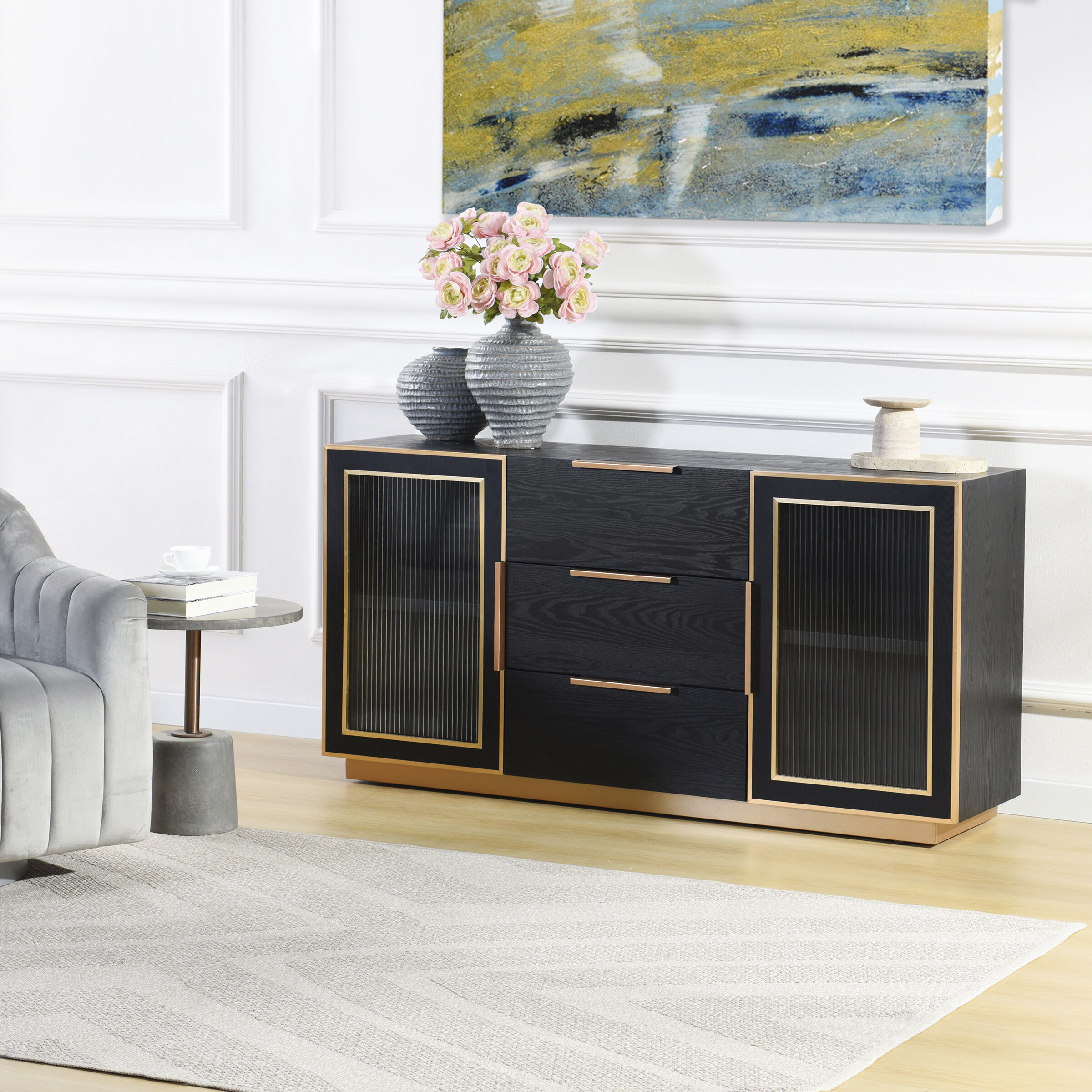 Aurelia 60 X 15.7 inch Ebony & Gold Sideboard