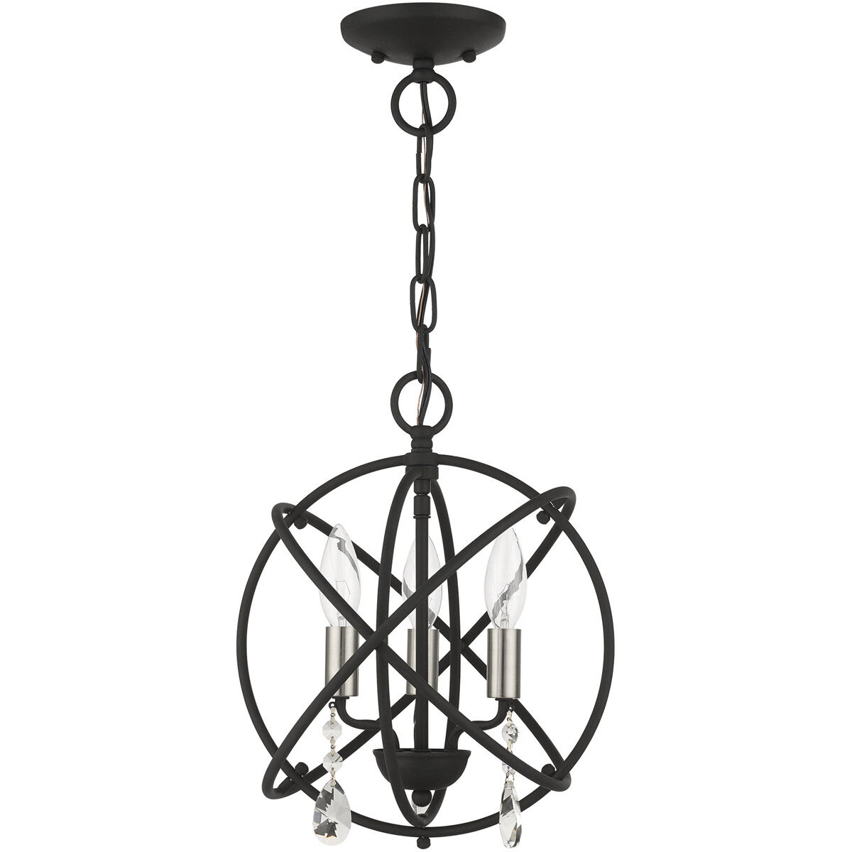 Aria 3 Light 12.63 inch Black Convertible Chandelier / Semi Flush Ceiling Light