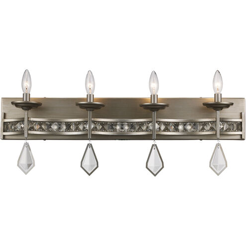 Eli 4 Light 31 inch Antique Silver Leaf Vanity Bar Wall Light