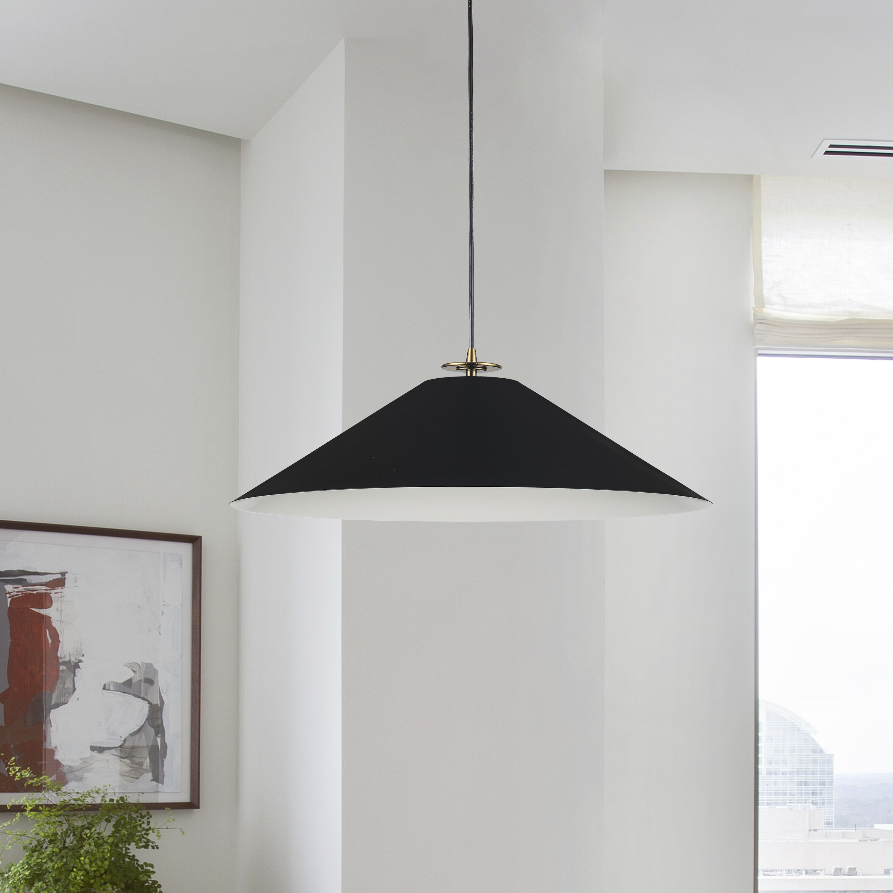 Prudence 1 Light 24 inch Aged Brass with Matte Black Pendant Ceiling Light in Aged Brass and Matte Black