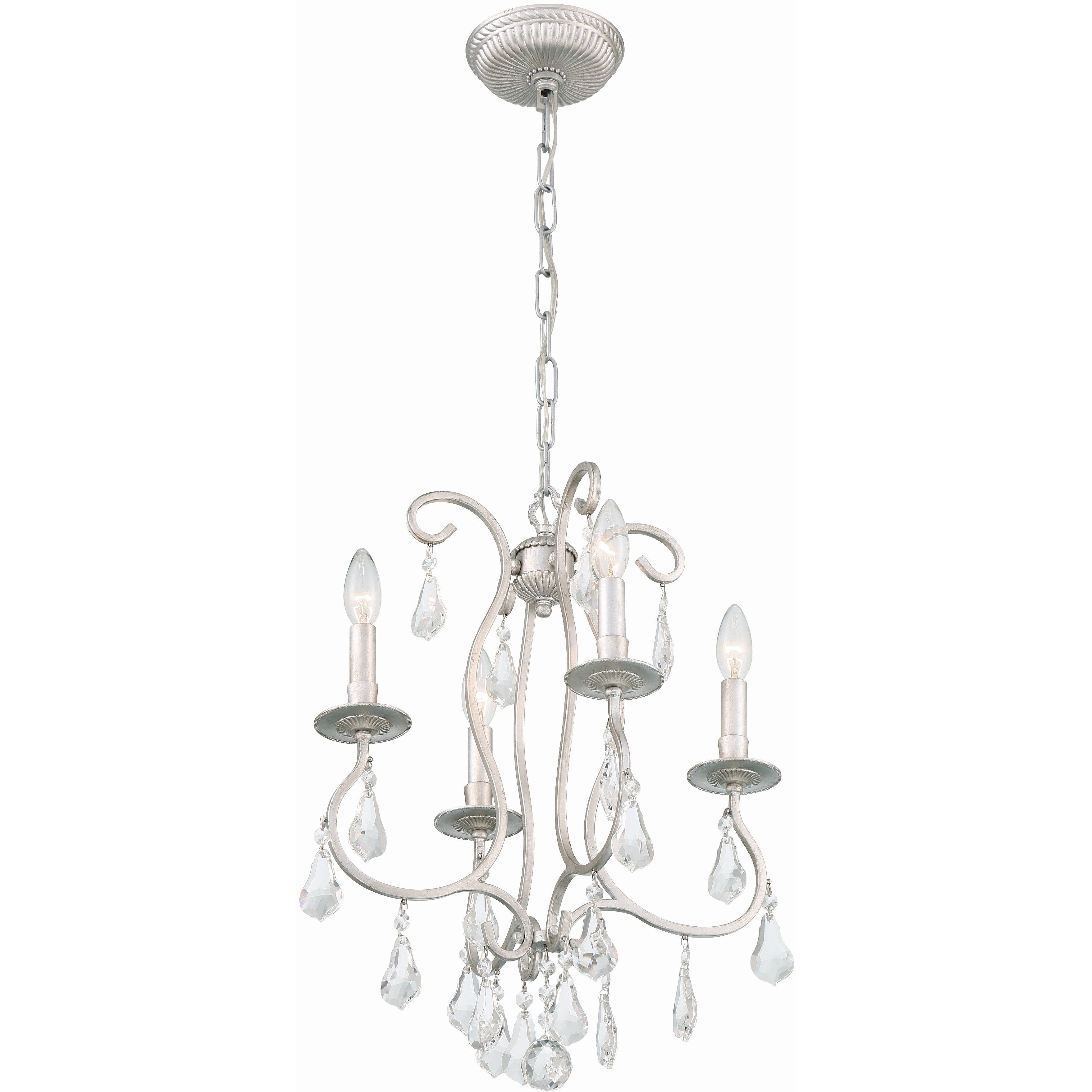 Ashton 4 Light 16 inch Olde Silver Mini Chandelier Ceiling Light in Clear Hand Cut
