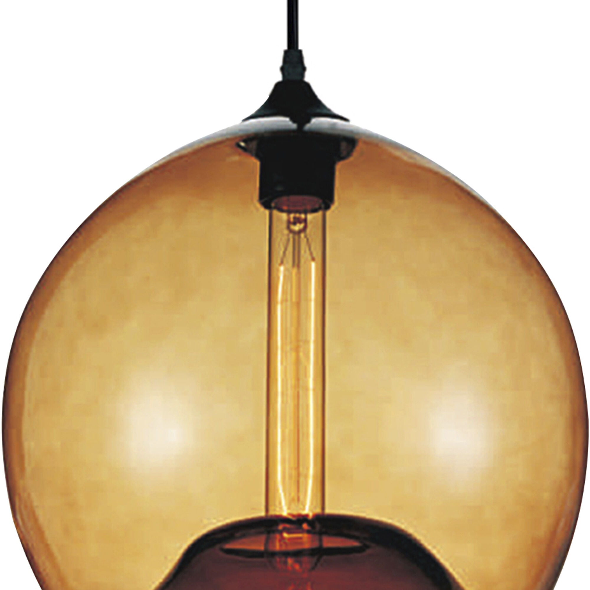 Glass 1 Light 12 inch Black Down Mini Pendant Ceiling Light in Amber