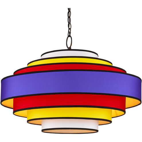 Maura 6 Light 30 inch Multi-Color/Satin Black Chandelier Ceiling Light