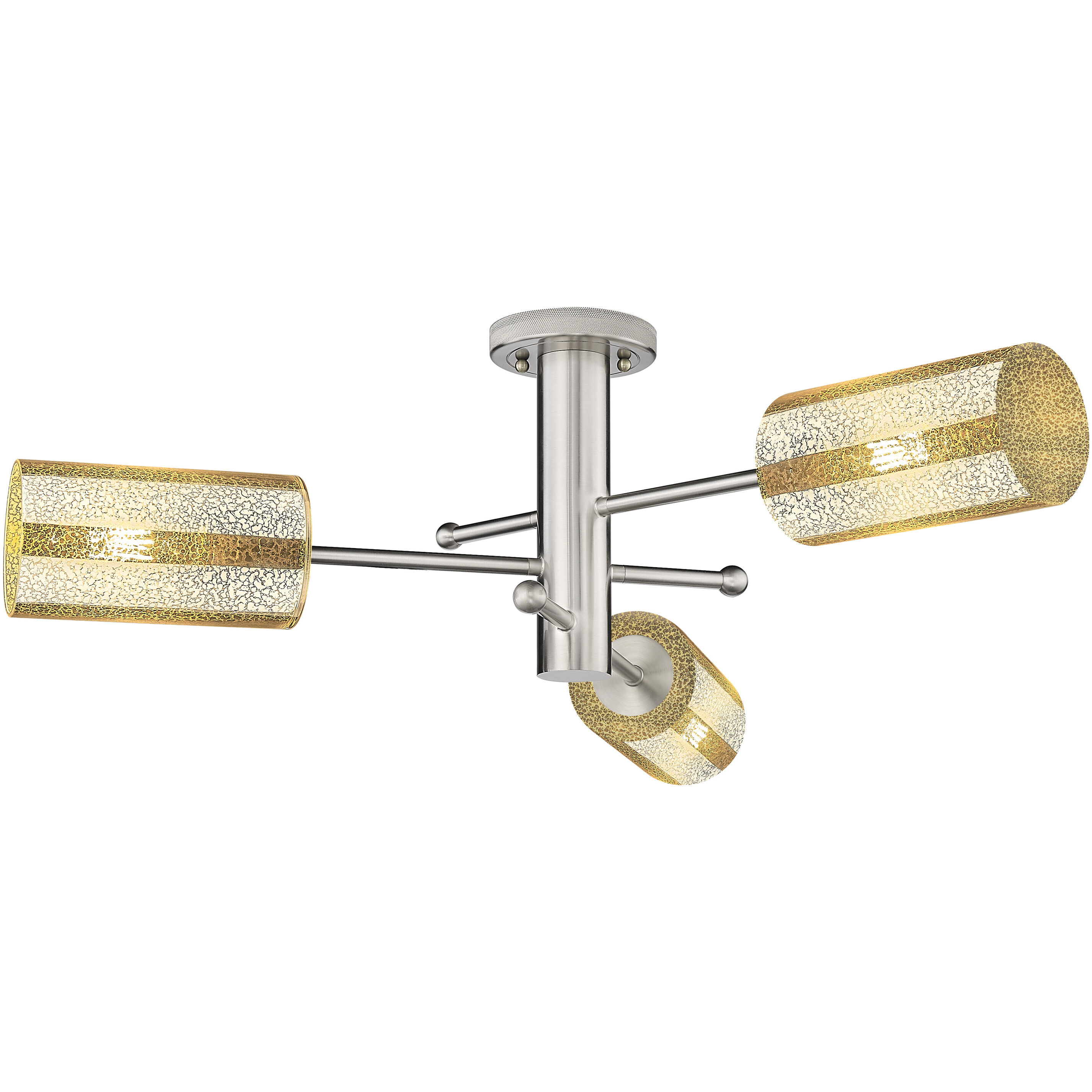 Crown Point 3 Light 29.38 inch Satin Nickel Flush Mount Ceiling Light in Mercury Glass