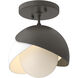 Brooklyn 1 Light 6 inch Dark Smoke and White Semi-Flush Ceiling Light in Dark Smoke/White