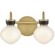 Lucy 2 Light 15.5 inch Lacquered Brass with Black Bath Light Wall Light
