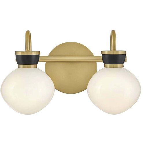 Lucy 2 Light 15.5 inch Lacquered Brass with Black Bath Light Wall Light