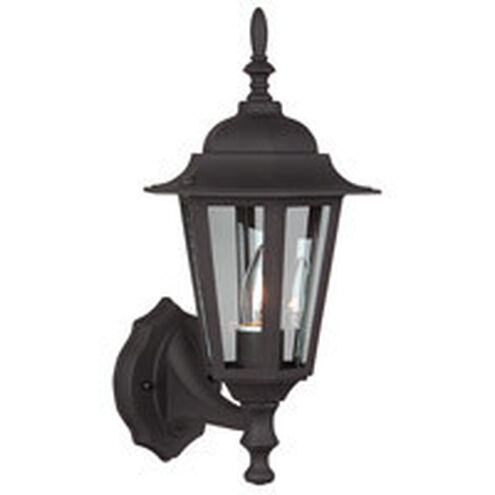 Straight Glass 1 Light 16 inch Textured Black Outdoor Wall Mount in Textured Matte Black, Small
