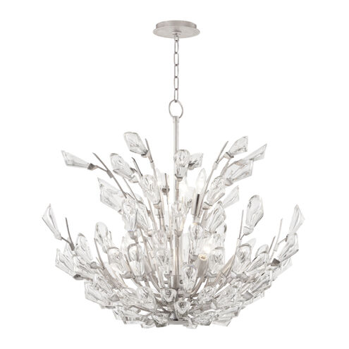 Tulip 9 Light 27.75 inch Silver Leaf Chandelier Ceiling Light