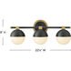 Bowie 3 Light 22.5 inch Lacquered Brass and Black Vanity Light Wall Light in Lacquered Brass with Black