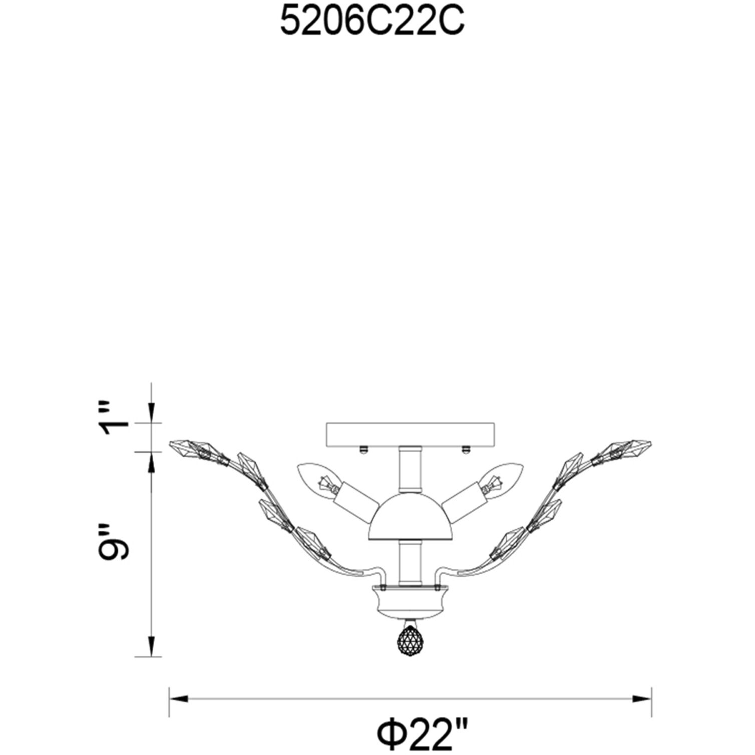 Ivy 6 Light 22 inch Chrome Flush Mount Ceiling Light