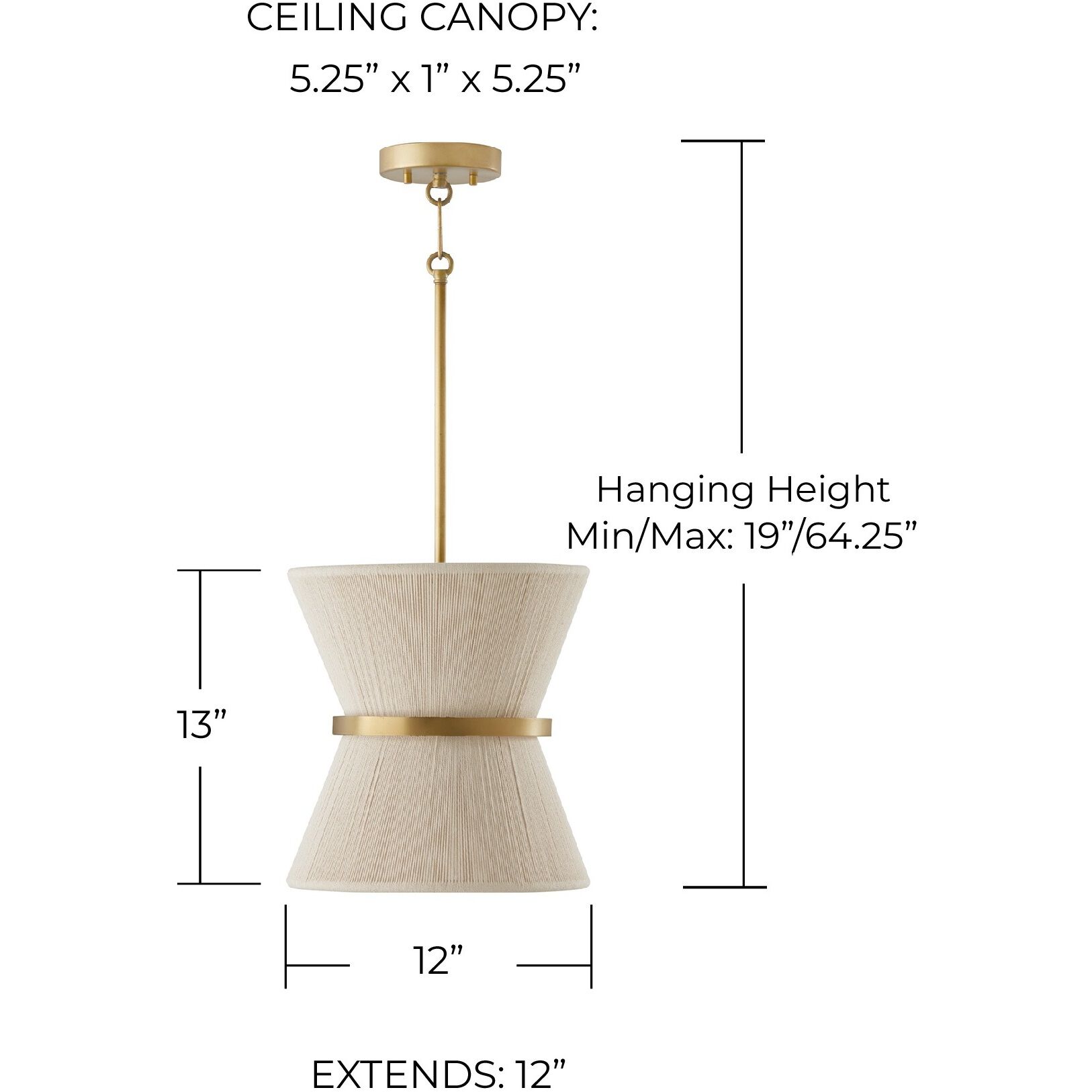 Cecilia 1 Light 12 inch Bleached Natural Rope and Patinaed Brass Pendant Ceiling Light