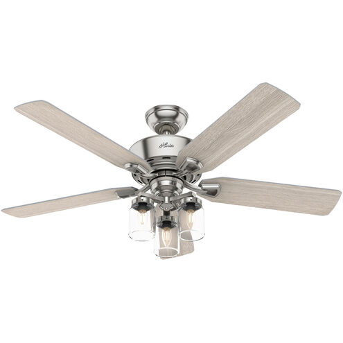 Devon Park 52 inch Brushed Nickel with Light Gray Oak Blades Ceiling Fan