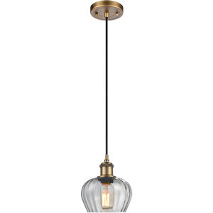 Ballston Fenton LED 7 inch Brushed Brass Mini Pendant Ceiling Light in Clear Glass, Ballston