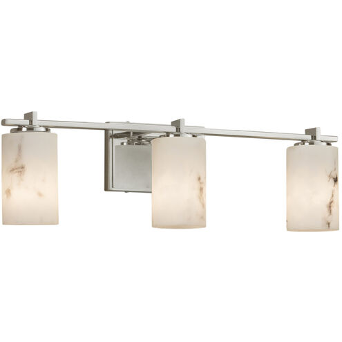 Lumenaria 3 Light 24 inch Brushed Nickel Vanity Light Wall Light in Cylinder with Flat Rim, Incandescent
