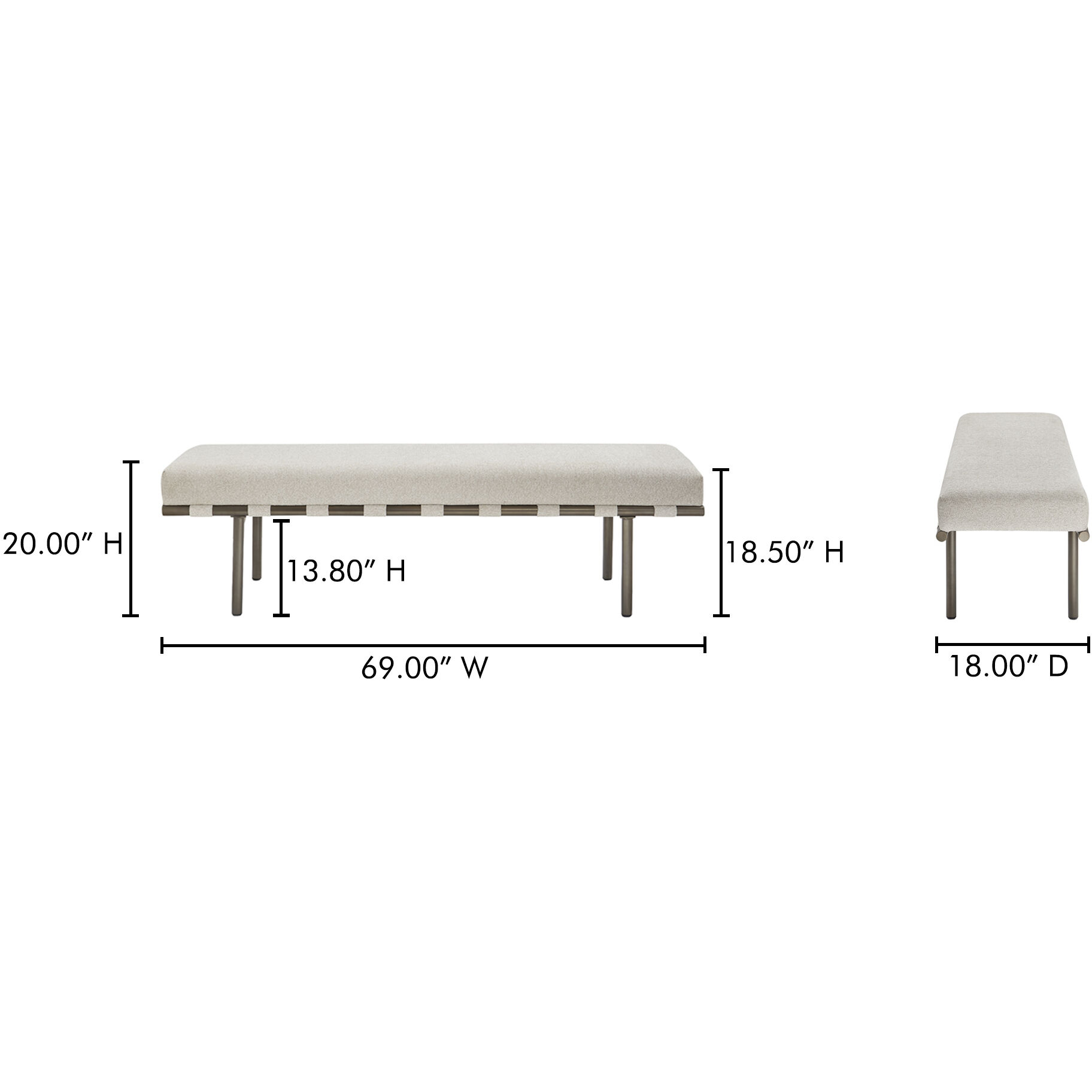 Carson Beige Dining Bench