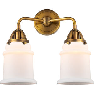 Nouveau 2 Canton LED 14 inch Brushed Brass Bath Vanity Light Wall Light in Matte White Glass