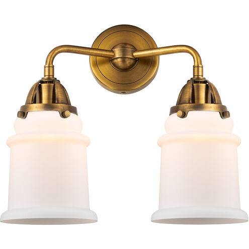 Nouveau 2 Canton LED 14 inch Brushed Brass Bath Vanity Light Wall Light in Matte White Glass