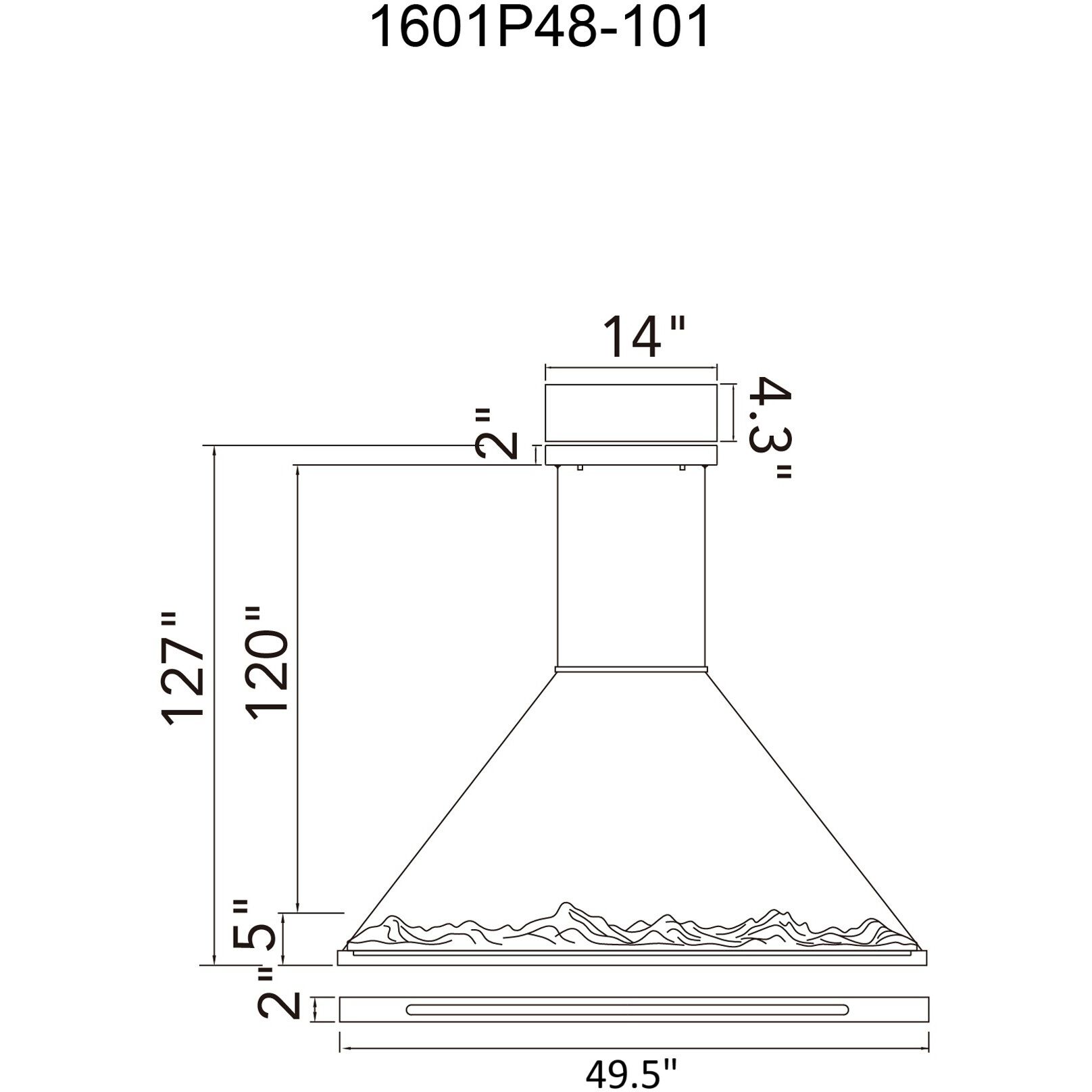 Himalayas LED 48 inch Black Island/Pool Table Light Ceiling Light