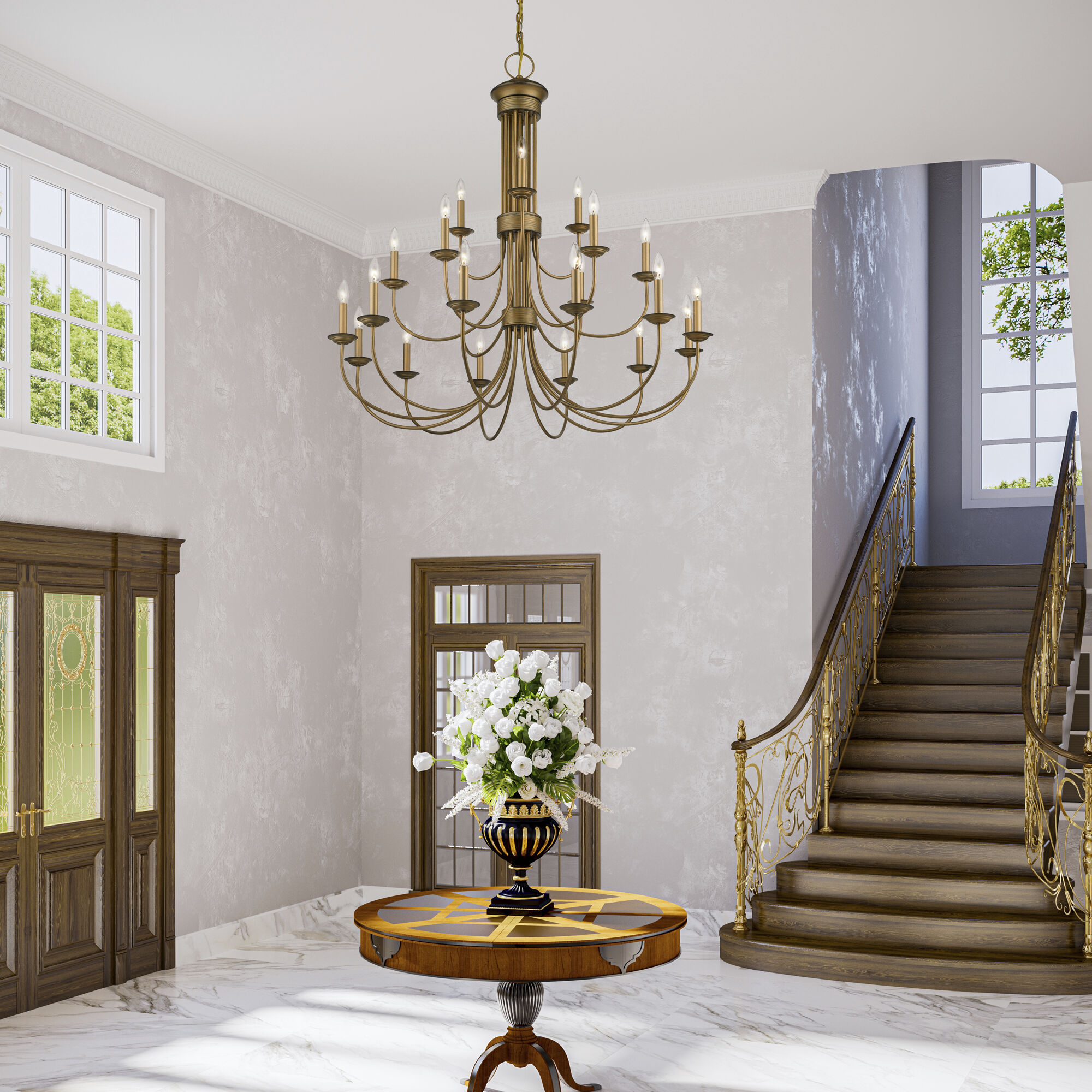 Livex Lighting - 42688-48 - 21 Light Chandelier - Estate - Antique Gold Leaf