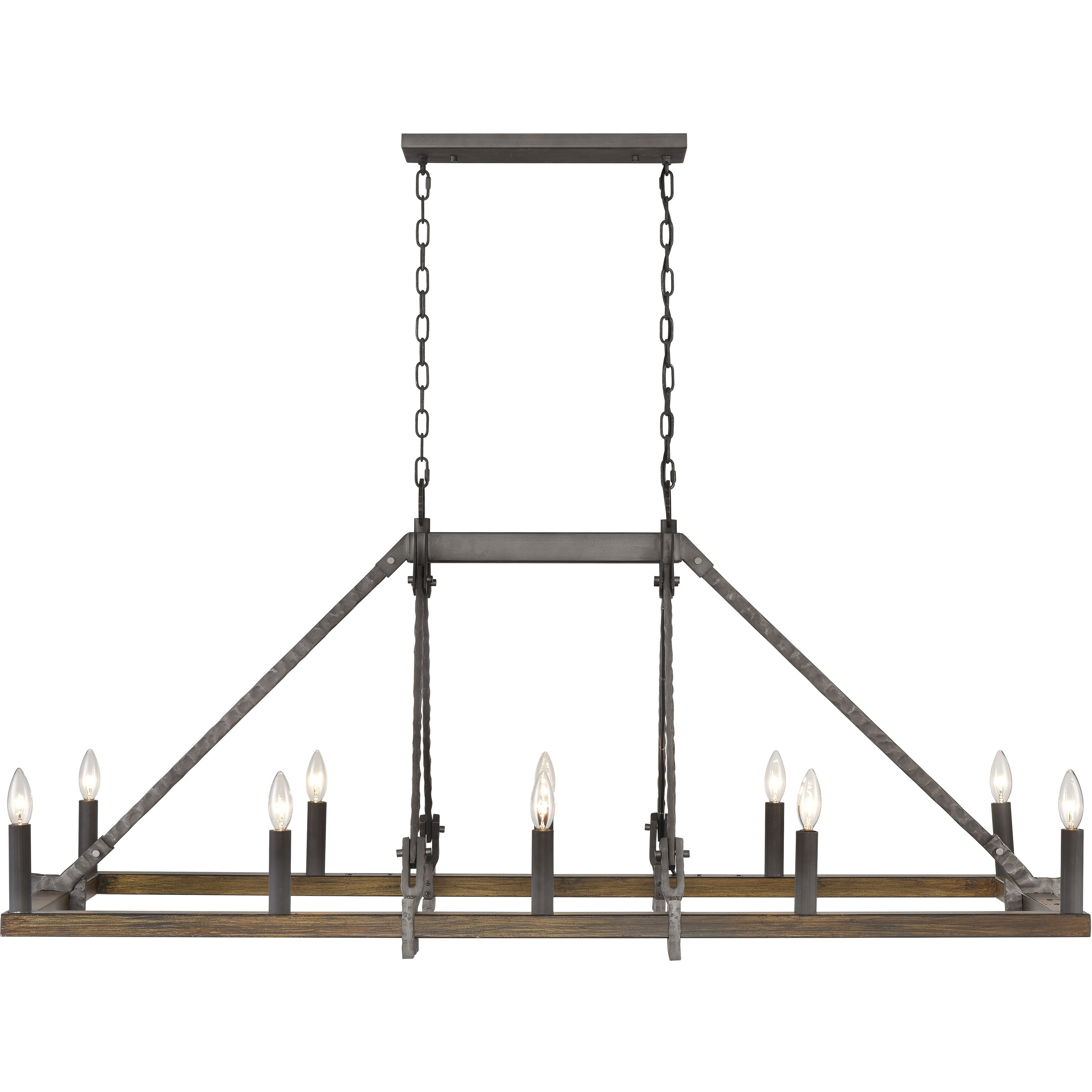 Harwell 10 Light 56 inch Antique Millwood Linear Chandelier Ceiling Light