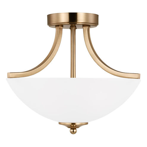 Geary 2 Light 13.88 inch Satin Brass Convertible Pendant Semi-Flush Ceiling Light, Small