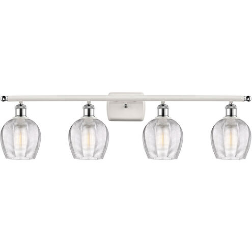Ballston Norfolk 4 Light 36 inch White and Polished Chrome Bath Vanity Light Wall Light in Clear Glass