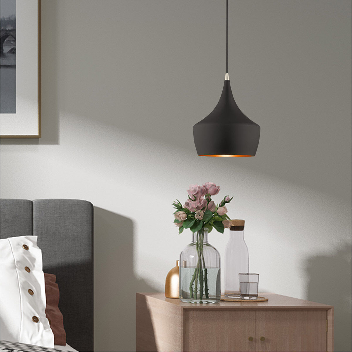 Allison 1 Light 9.5 inch Black Mini Pendant Ceiling Light