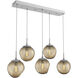 Aster Incandescent 5 Light Classic Silver Linear Pendant Ceiling Light in Bronze Aster, Multi-Pendant