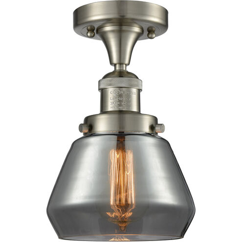 Franklin Restoration Fulton 1 Light 7 inch Brushed Satin Nickel Semi-Flush Mount Ceiling Light in Plated Smoke Glass, Franklin Restoration