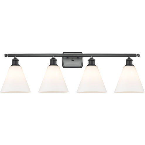 Ballston Ballston Cone 4 Light 38 inch Matte Black Bath Vanity Light Wall Light in Matte White Glass