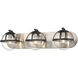 Davenay 3 Light 23 inch Satin Nickel with Matte Black Vanity Light Wall Light