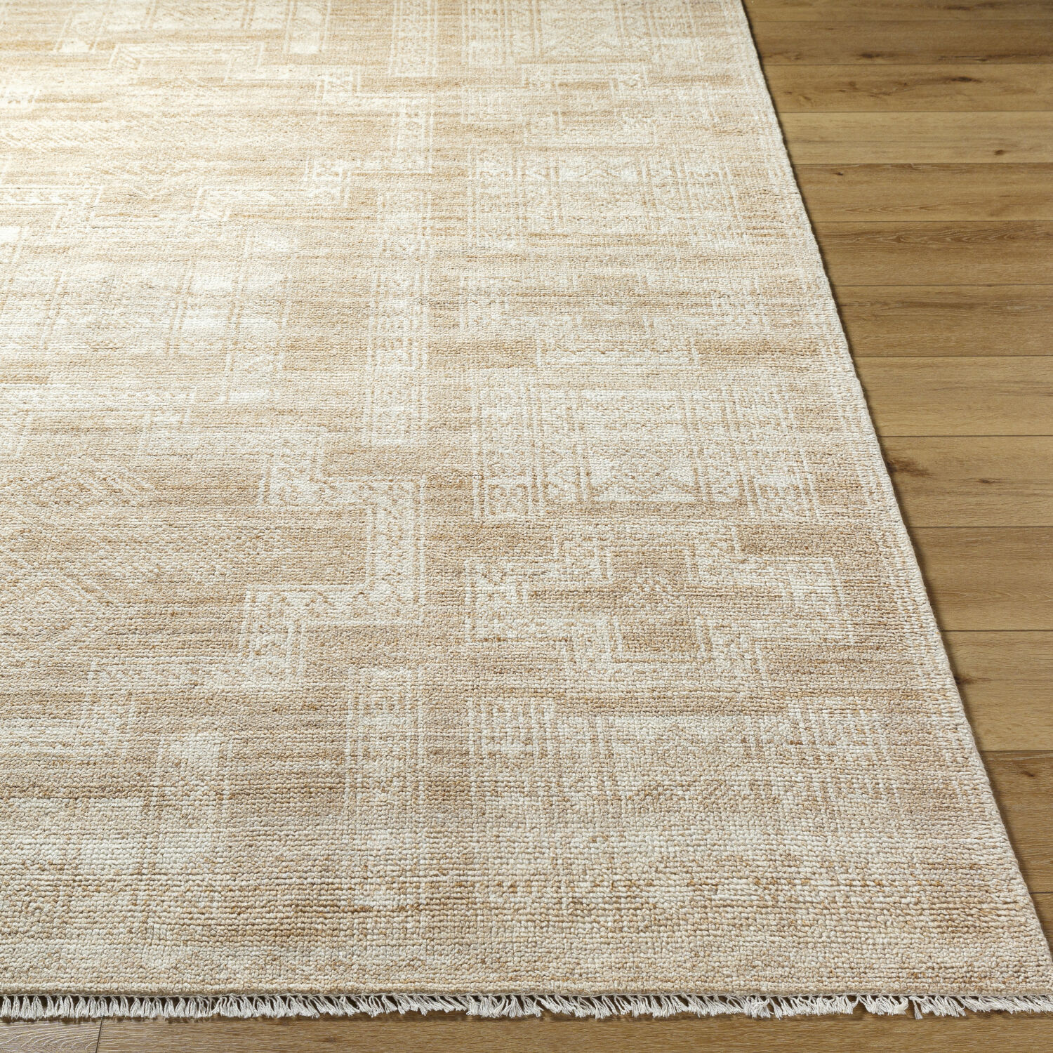 Kunal 108 X 72 inch Pearl / Natural Handmade Rug in 6 x 9