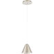 Kone LED 6.5 inch Satin Nickel Mini-Pendant Ceiling Light, dweLED