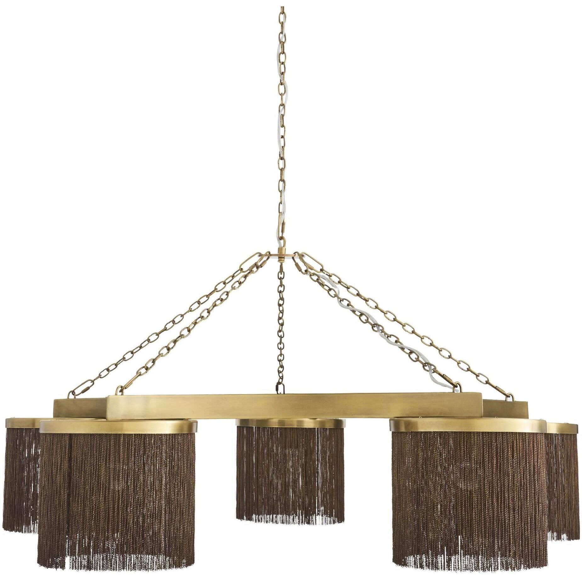 Langston 5 Light 46 inch Antique Brass Chandelier Ceiling Light