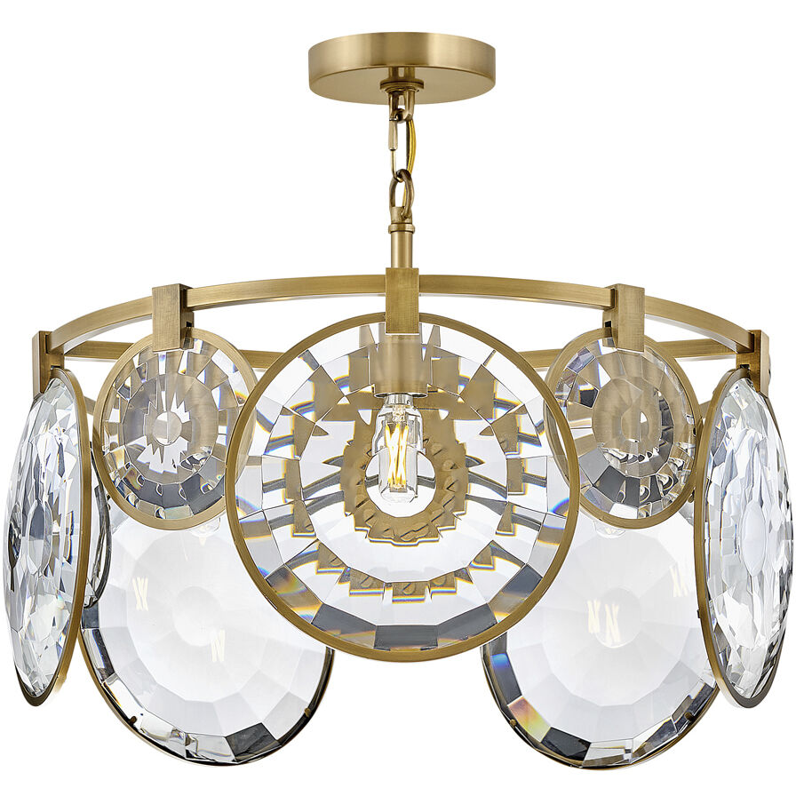 Nala LED 21.75 inch Heritage Brass Pendant Ceiling Light, Semi-Flush Mount