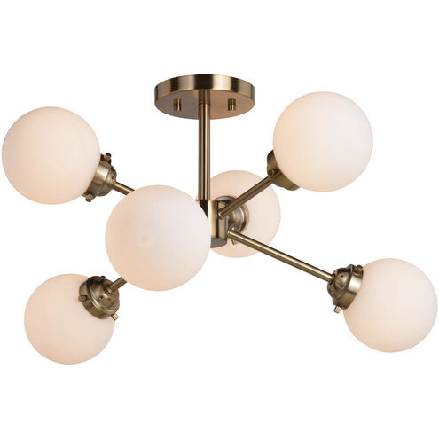 Orbit LED 25 inch Muted Brass Semi-Flush Mount Ceiling Light in 6