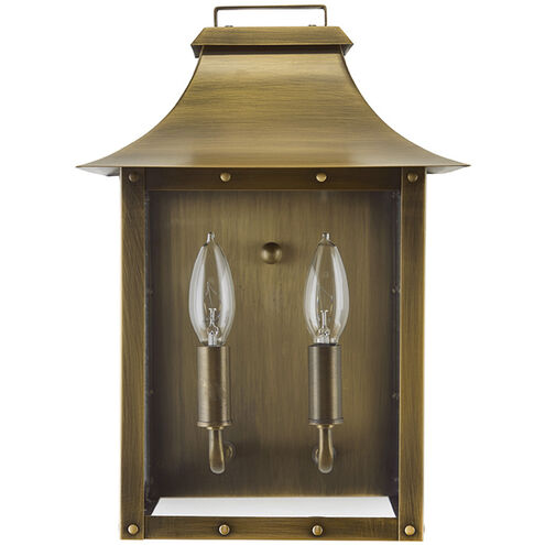Manchester 2 Light 14 inch Aged Brass Exterior Wall Mount