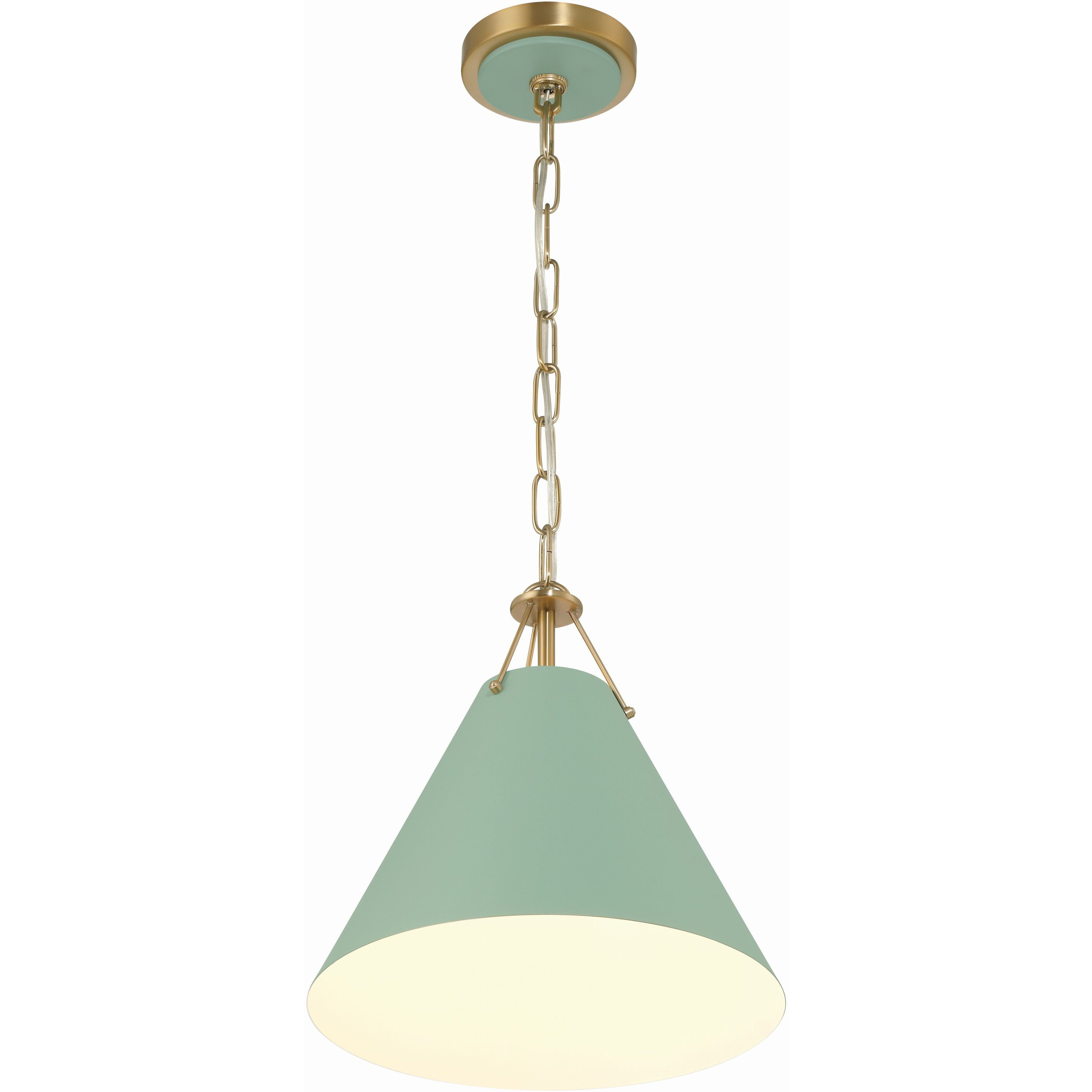 Xavier 1 Light 12 inch Vibrant Gold Mini Pendant Ceiling Light in Vibrant Gold and Green