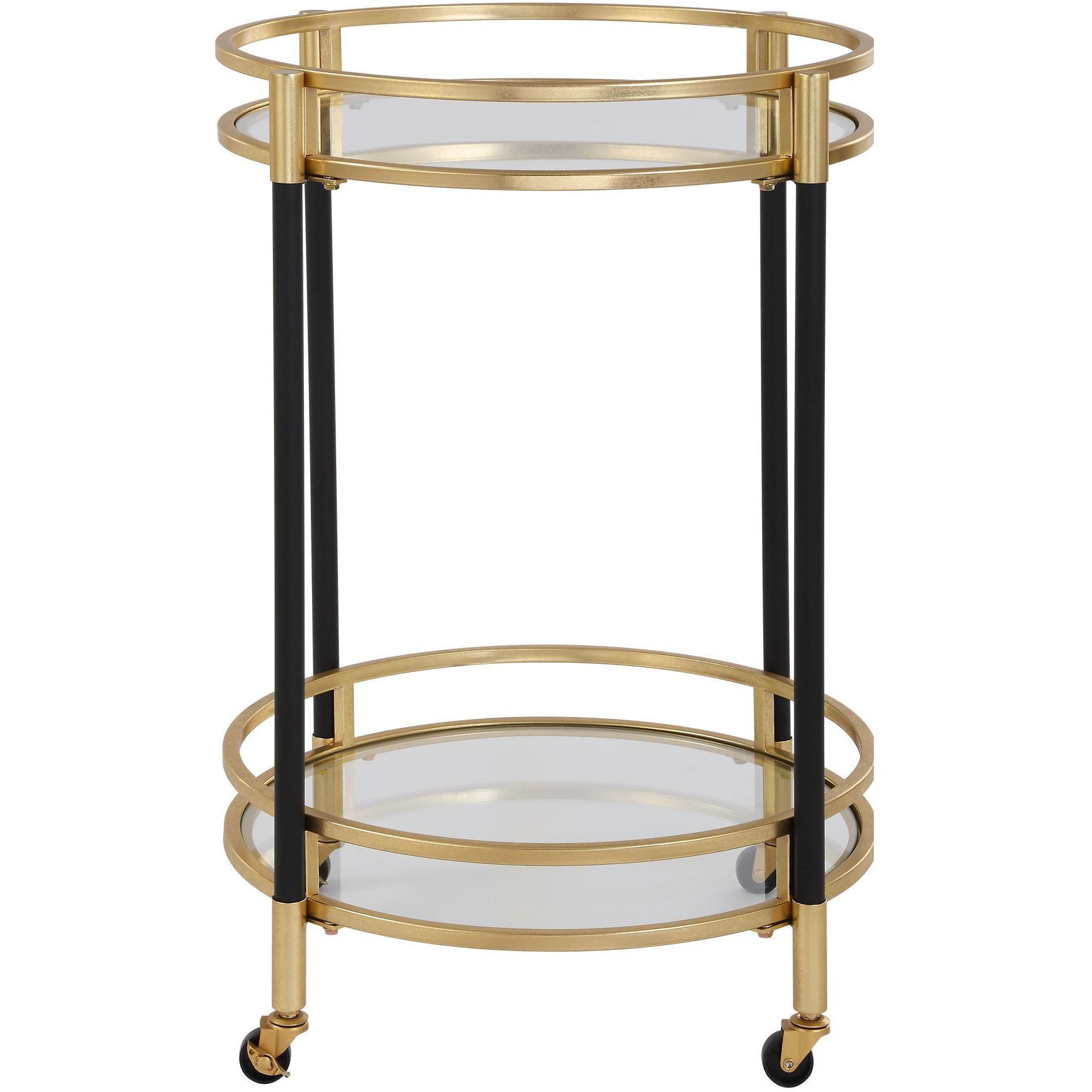 Dolly Matte Black and Gold Leaf Bar Cart