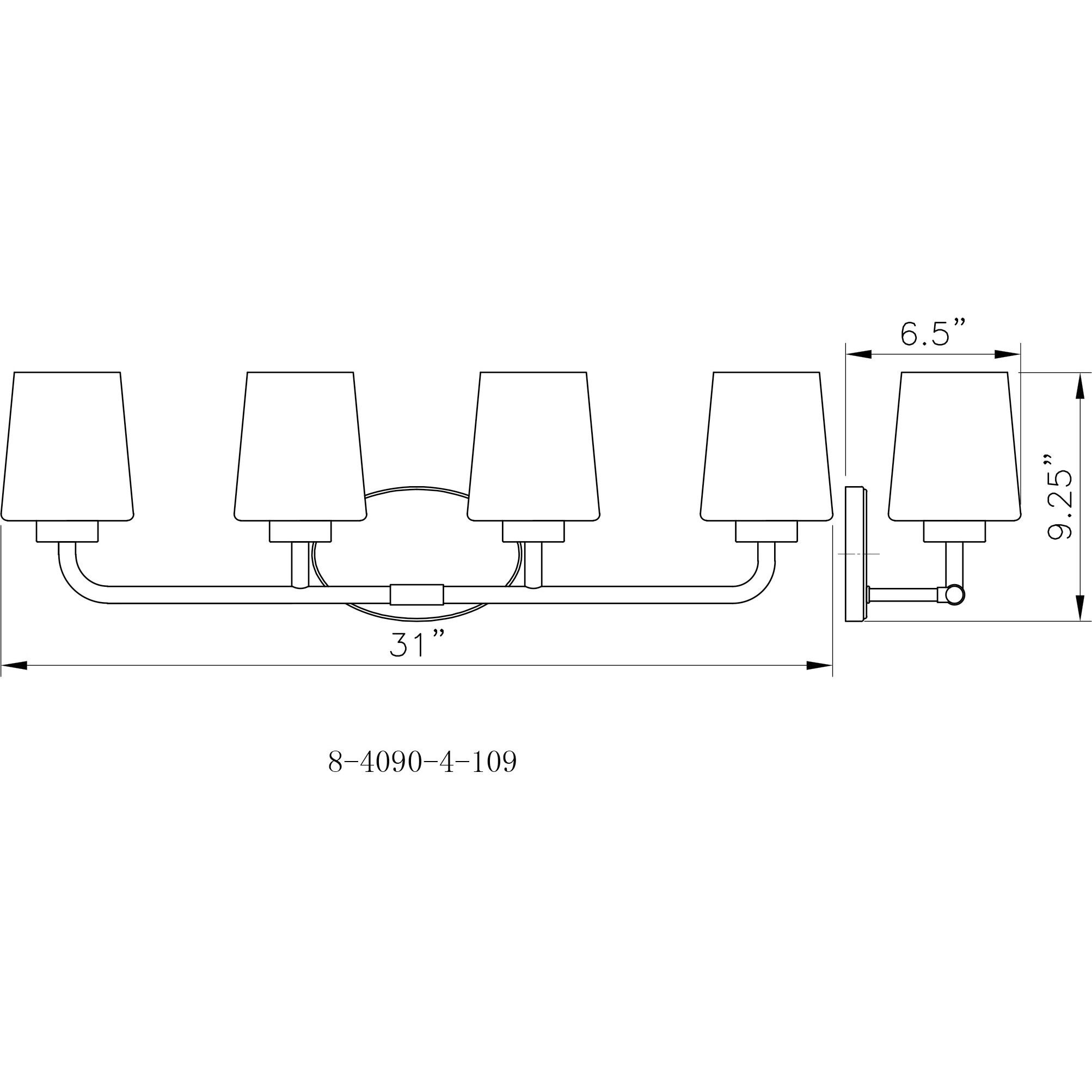 Capra 4 Light 31 inch Polished Nickel Bathroom Vanity Light Wall Light, Essentials
