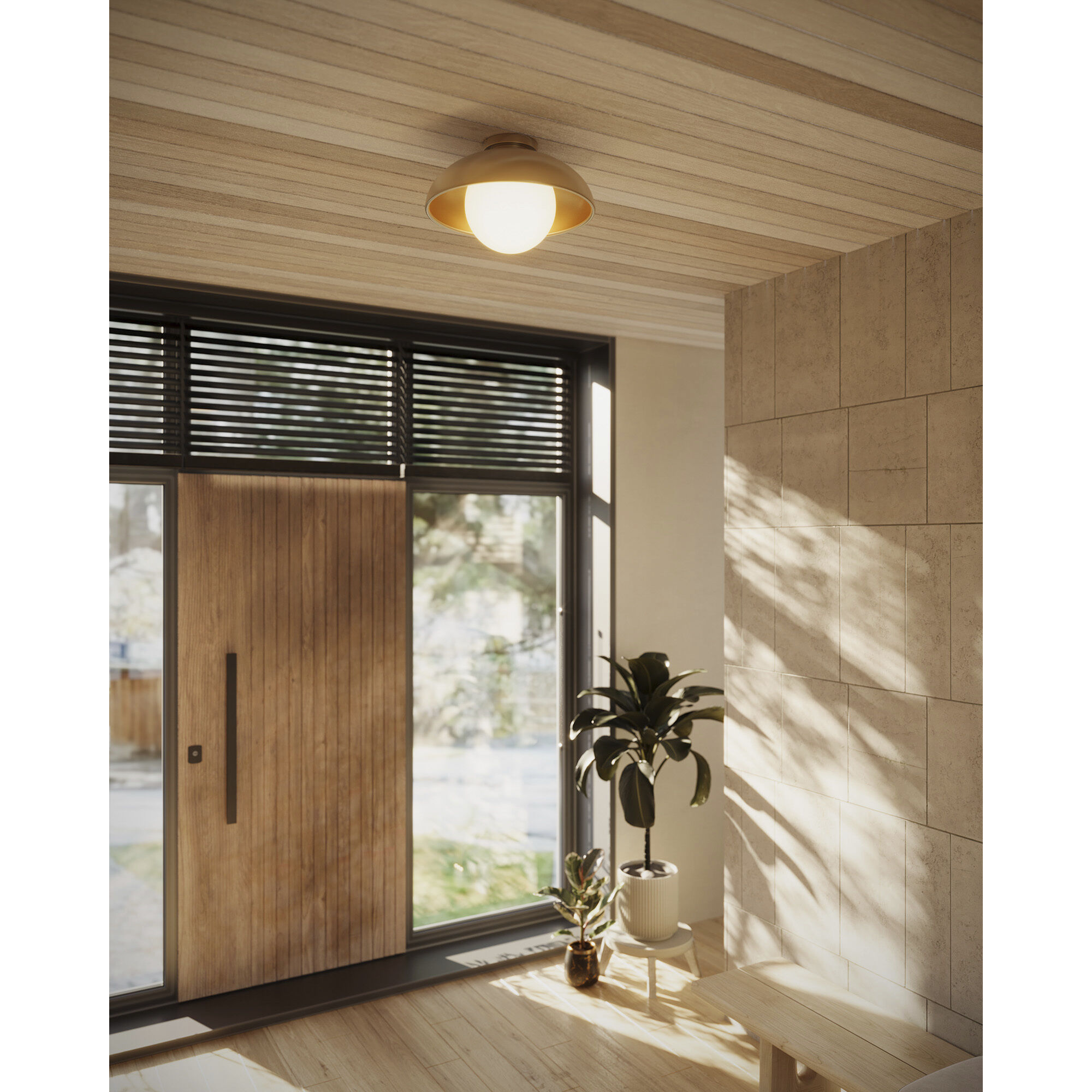 Alora Mood Rubio 1 Light 16 inch Aged Gold/Opal Matte Glass Flush Mount Ceiling Light