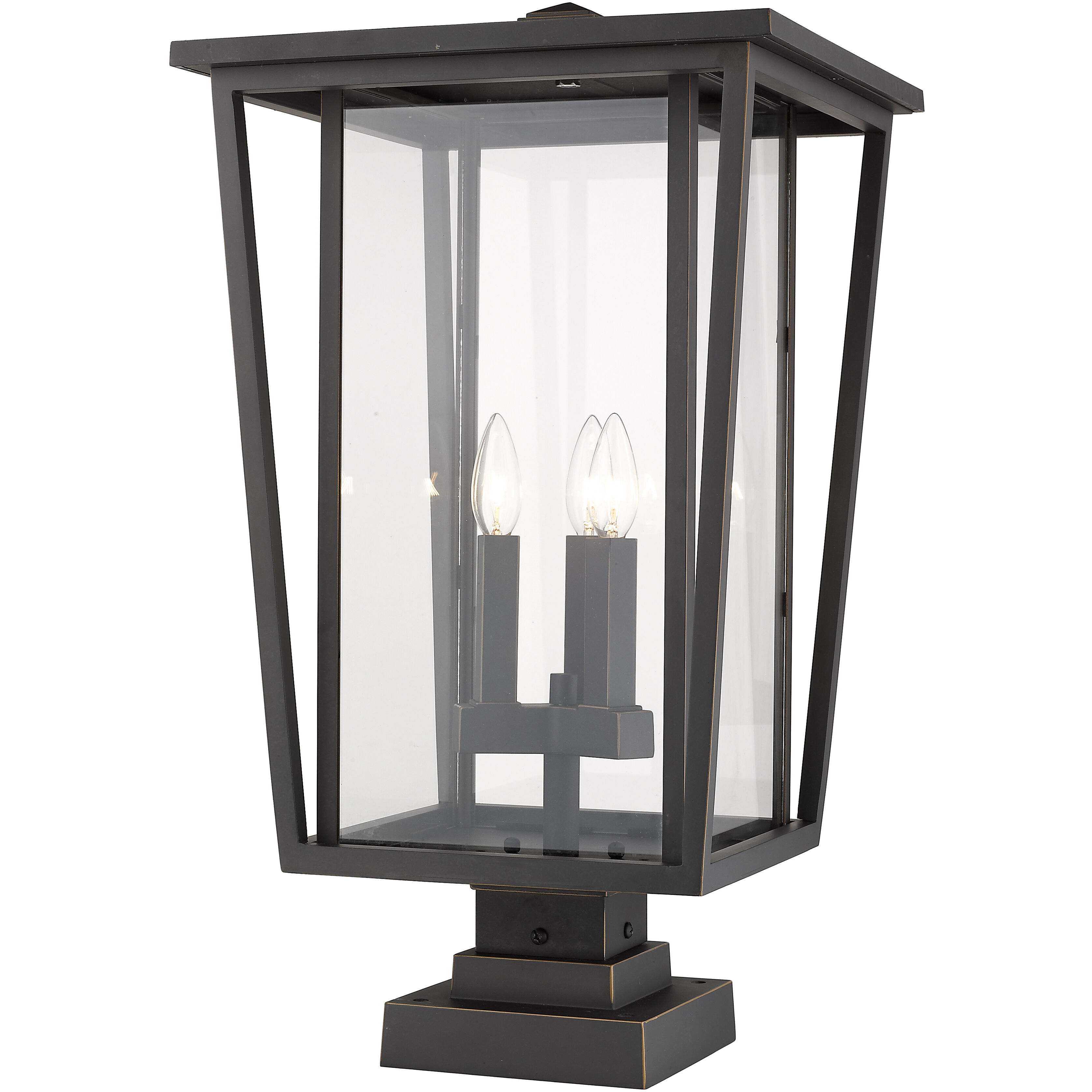 Seoul 3 Light 24.75 inch Oil Rubbed Bronze Outdoor Pier Mounted Fixture in 18.5