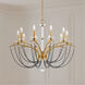 Priscilla 10 Light Heirloom Gold Chandelier Ceiling Light in Dark Grey Pearl, Adjustable Height