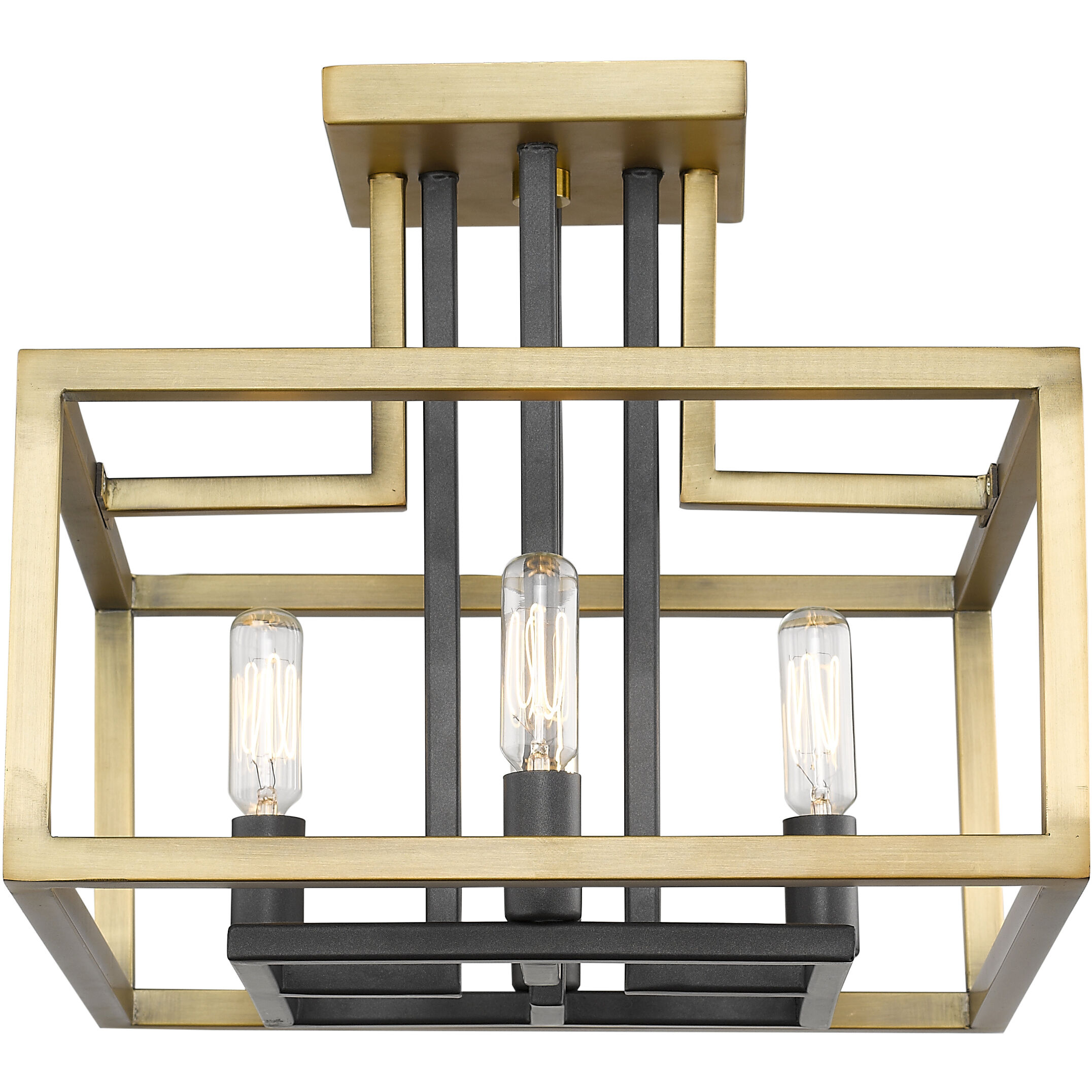 Quadra 4 Light 12 inch Olde Brass and Bronze Semi Flush Mount Ceiling Light in 5.61