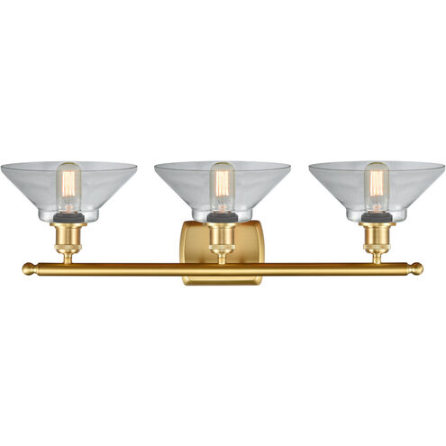 Ballston Orwell 3 Light 26 inch Satin Gold Bath Vanity Light Wall Light in Clear Glass, Ballston